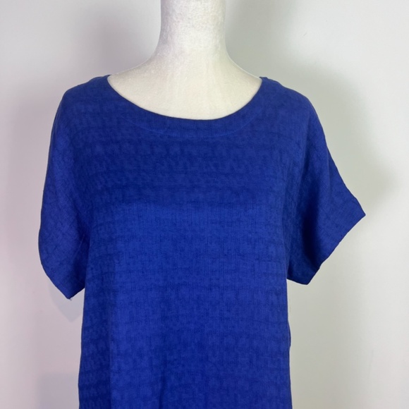 Soft Surroundings Women’s Blue Linen Short Sleeve Midi Dress Medium New - Picture 3 of 9